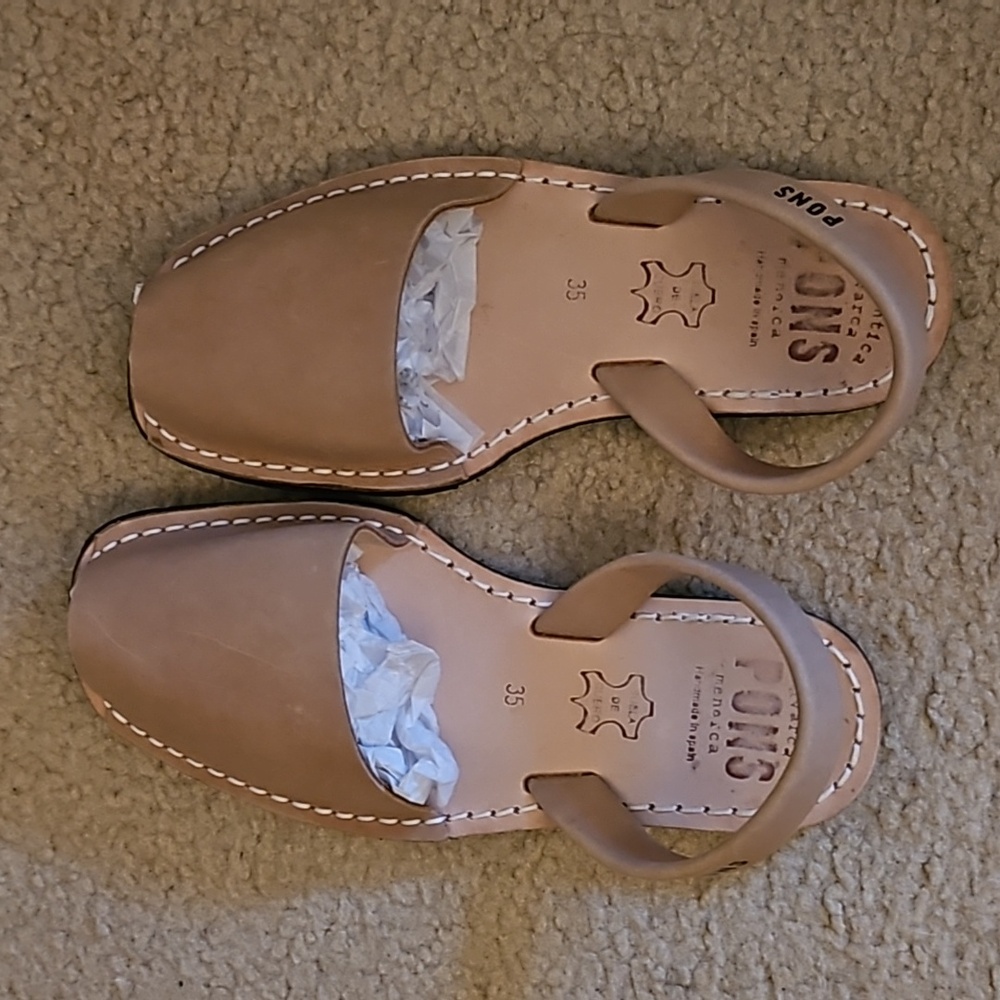 Avarcas Pons Leather Sandals - Beige - Size 35 (US 5)